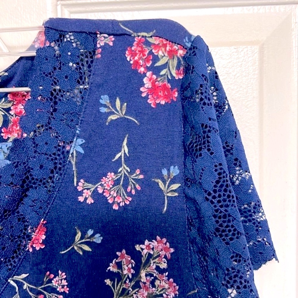 🔴 CLEARANCE NWT CHARTER CLUB FLORAL LACE TRIM SHORT SLEEVE PAJAMAS Size L 12/14 - Picture 6 of 13